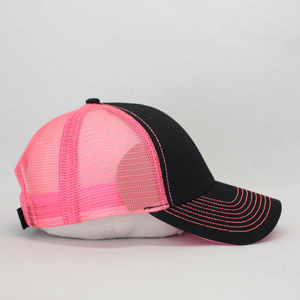 Neon Two Tone Cotton Twill Mesh Adjustable Trucker Baseball Cap