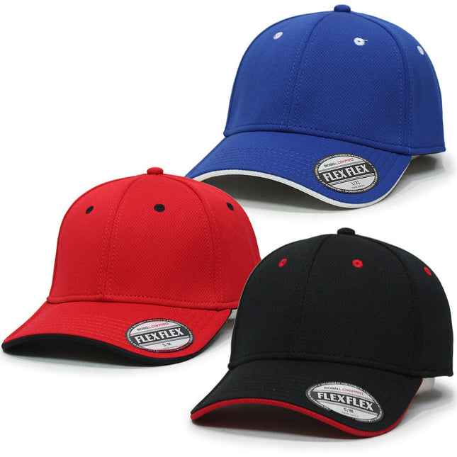 Flex Stretchable Cool Mesh Flipped Edge Visor Low Profile Pro Style Baseball Caps