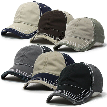 Washed Cotton distressed Heavy Stitching Adjustable Dad Hat Baseball Cap