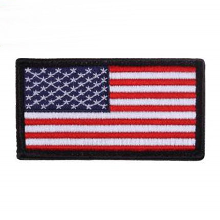 American Hook Back Flag Patch - Red White Blue with Black Boarder