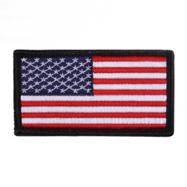 American Hook Back Flag Patch - Red White Blue with Black Boarder