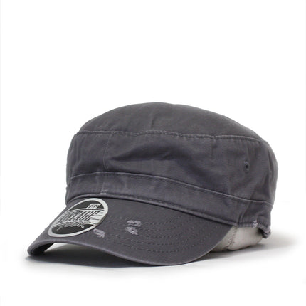 Distressed Red Stitch Low Profile Washed Cotton Adjustable Army Cadet Hat