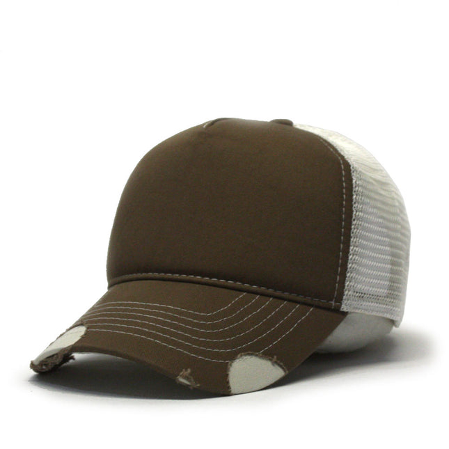 Distressed Cotton Twill Mesh Adjustable Trucker Baseball Cap