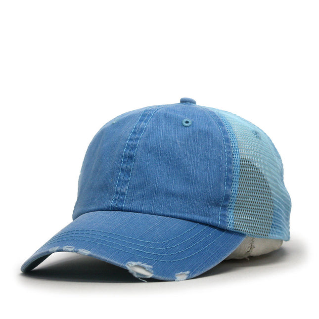 Distressed Cotton Soft Mesh Adjustable Trucker Baseball Cap