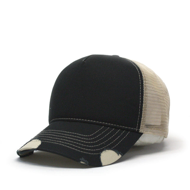 Distressed Cotton Twill Mesh Adjustable Trucker Baseball Cap
