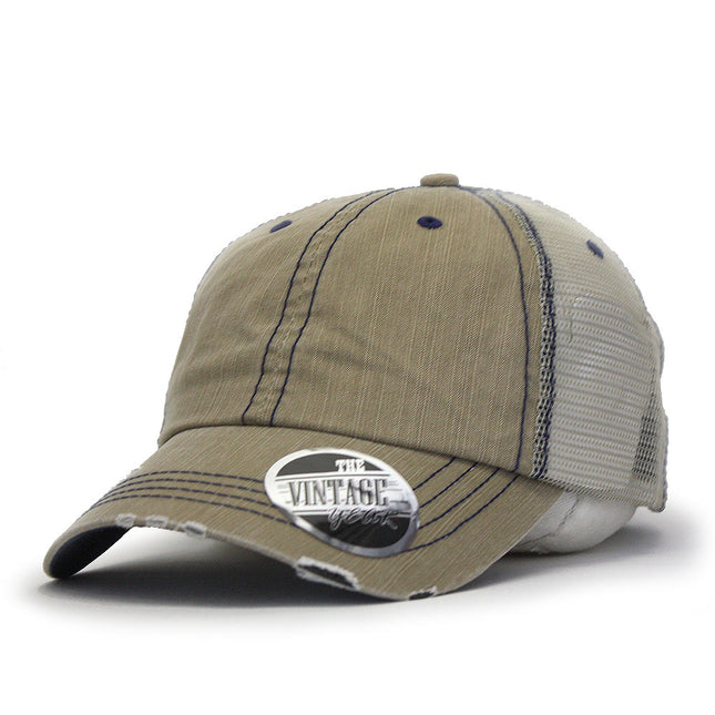 Distressed Cotton Soft Mesh Adjustable Trucker Baseball Cap