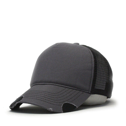 Distressed Cotton Twill Mesh Adjustable Trucker Baseball Cap