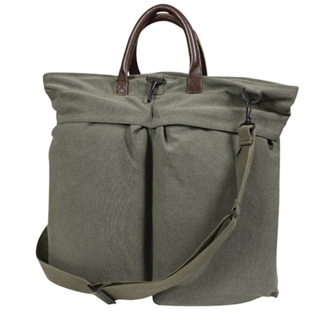 Vintage Canvas Helmet Bag with Leather Handles