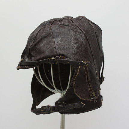 WWII Replica Vintage Style Leather Pilots Helmet Aviator Military Cap