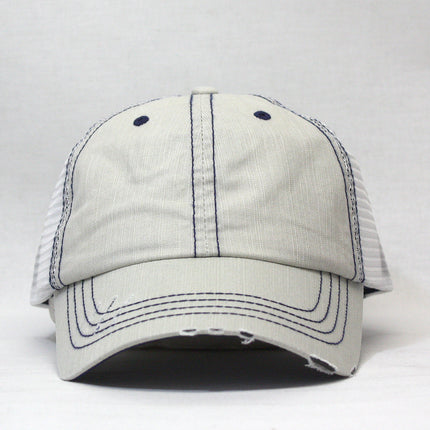 Distressed Cotton Soft Mesh Adjustable Trucker Baseball Cap