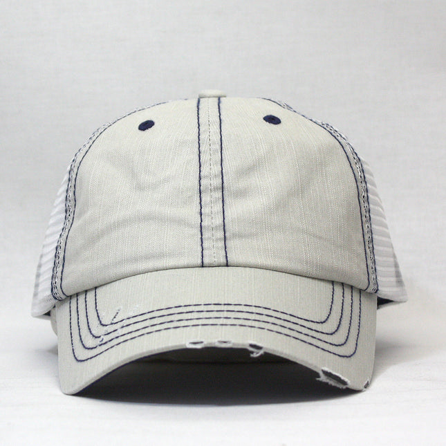 Distressed Cotton Soft Mesh Adjustable Trucker Baseball Cap