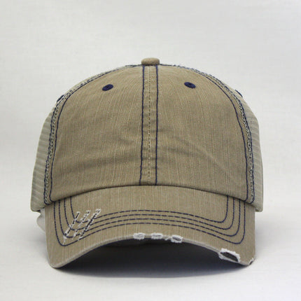 Distressed Cotton Soft Mesh Adjustable Trucker Baseball Cap