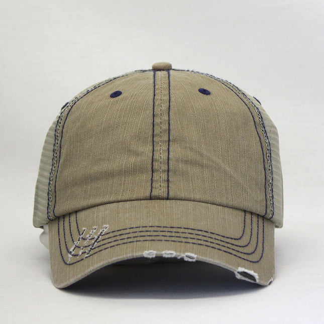 Distressed Cotton Soft Mesh Adjustable Trucker Baseball Cap