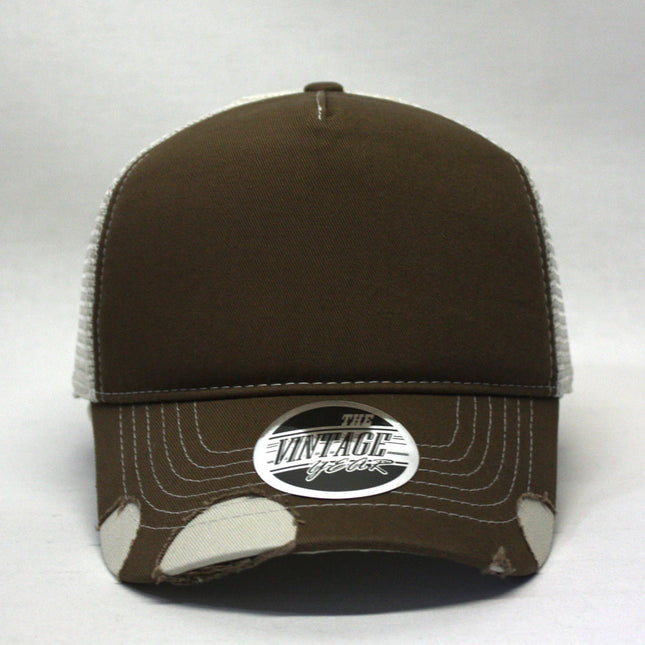Distressed Cotton Twill Mesh Adjustable Trucker Baseball Cap