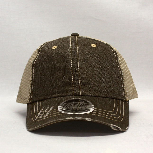 Distressed Cotton Soft Mesh Adjustable Trucker Baseball Cap