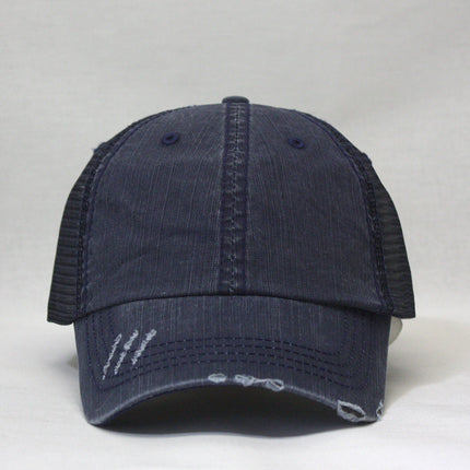 Distressed Cotton Soft Mesh Adjustable Trucker Baseball Cap
