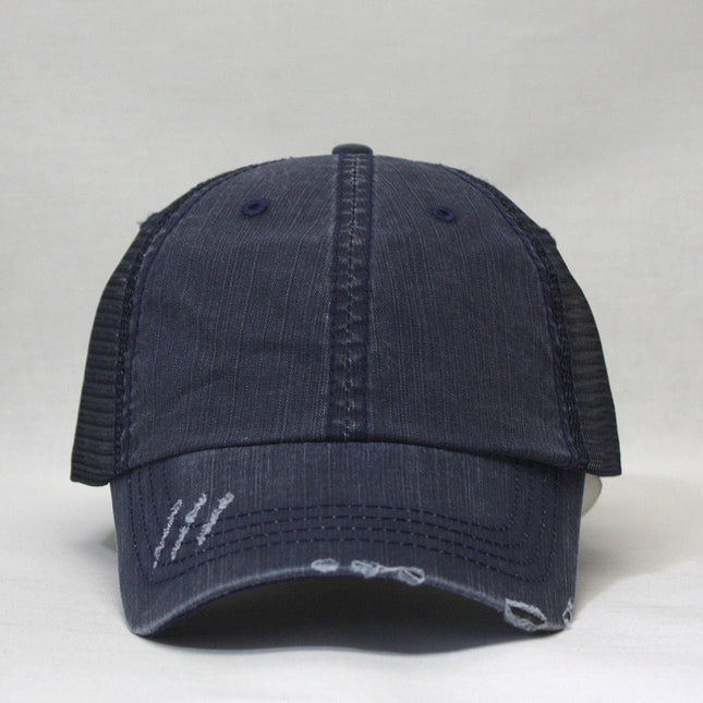Distressed Cotton Soft Mesh Adjustable Trucker Baseball Cap