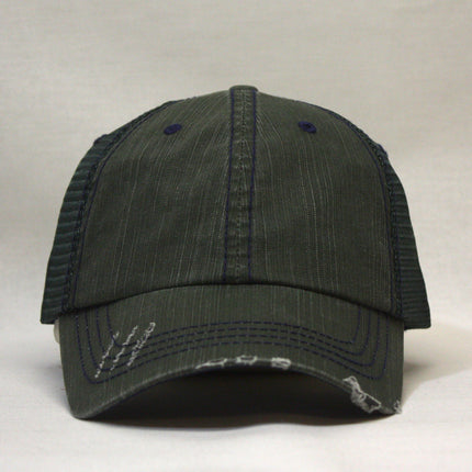 Distressed Cotton Soft Mesh Adjustable Trucker Baseball Cap