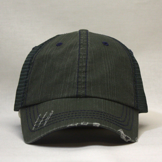 Distressed Cotton Soft Mesh Adjustable Trucker Baseball Cap