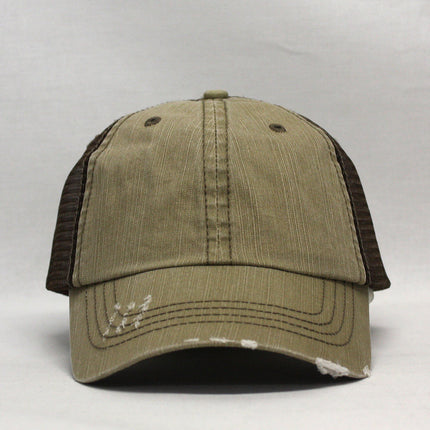 Distressed Cotton Soft Mesh Adjustable Trucker Baseball Cap