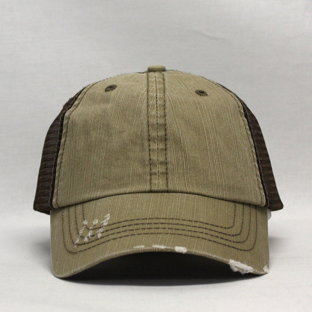 Distressed Cotton Soft Mesh Adjustable Trucker Baseball Cap