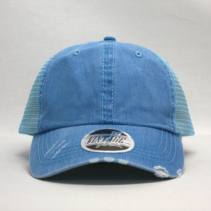 Distressed Cotton Soft Mesh Adjustable Trucker Baseball Cap