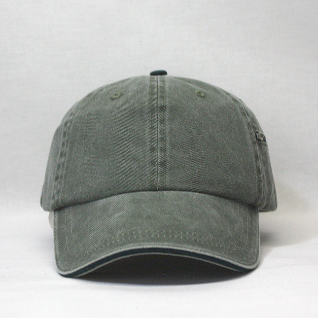 Zipper Pocket Washed Cotton Sandwich Adjustable Baseball Cap