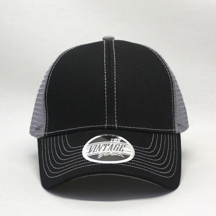 Two Tone Cotton Twill Mesh Adjustable Trucker Baseball Cap