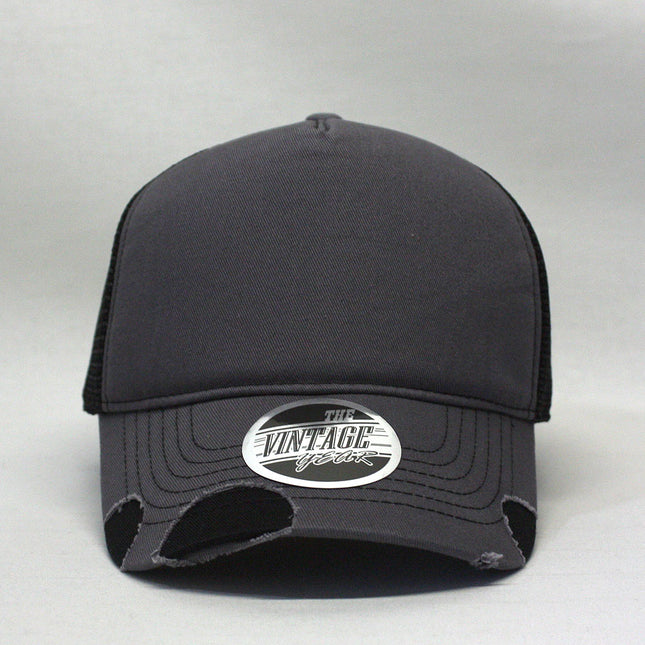 Distressed Cotton Twill Mesh Adjustable Trucker Baseball Cap