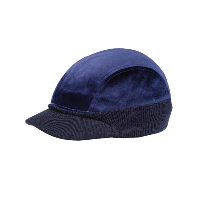 Classic Velour 4 Panel Knitted Warmer Flap Billed Newsboy Cap