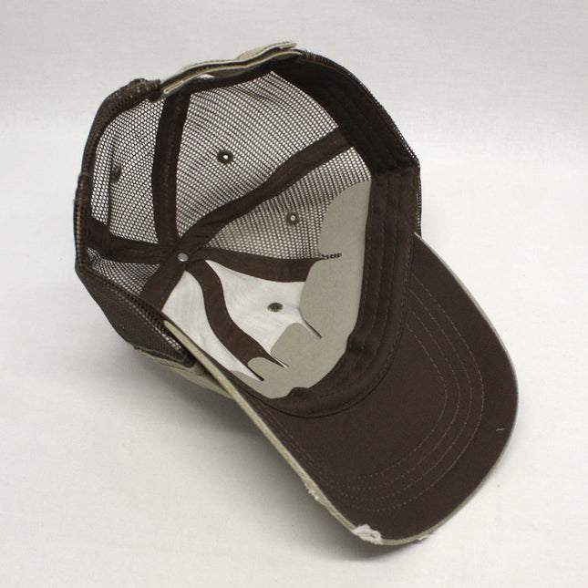 Distressed Cotton Soft Mesh Adjustable Trucker Baseball Cap