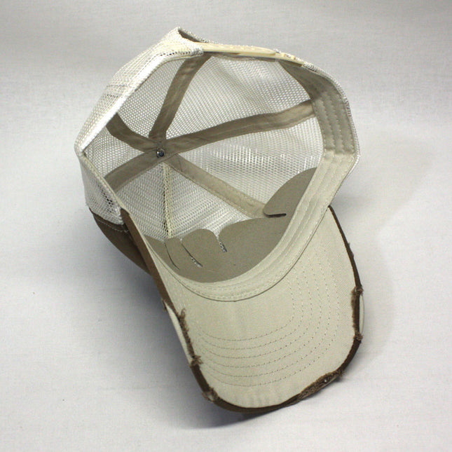 Distressed Cotton Twill Mesh Adjustable Trucker Baseball Cap