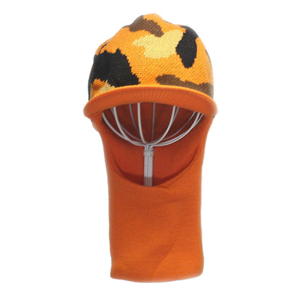Camouflage Short Billed Knitted Radar with Cuff Beanie Orange