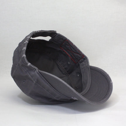 Distressed Red Stitch Low Profile Washed Cotton Adjustable Army Cadet Hat