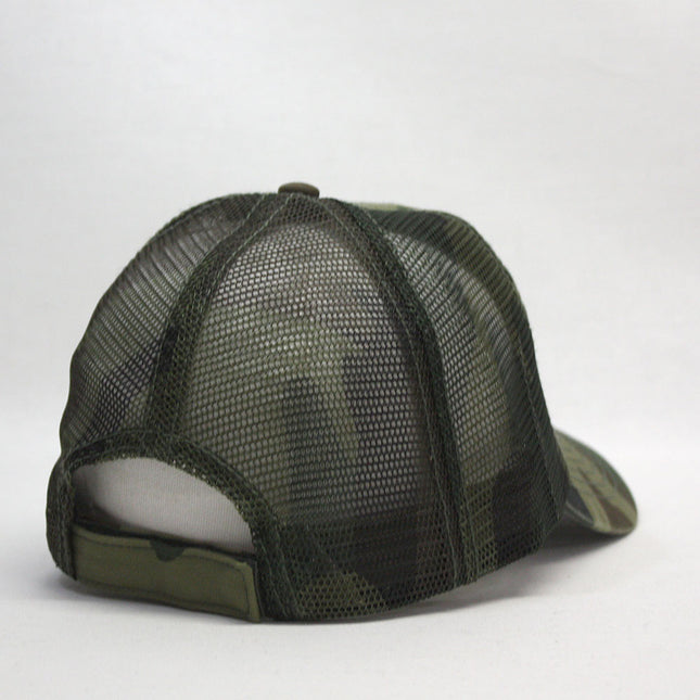 Washed Camouflage Unstructured Low Profile Mesh Adjustable Baseball Cap