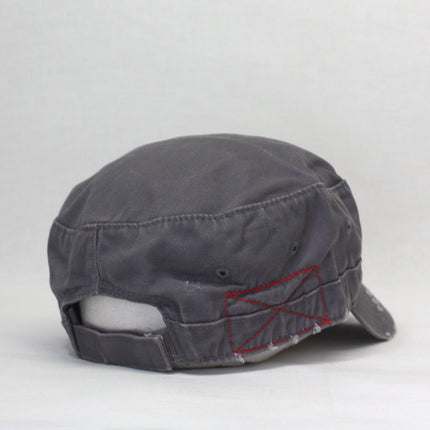 Distressed Red Stitch Low Profile Washed Cotton Adjustable Army Cadet Hat