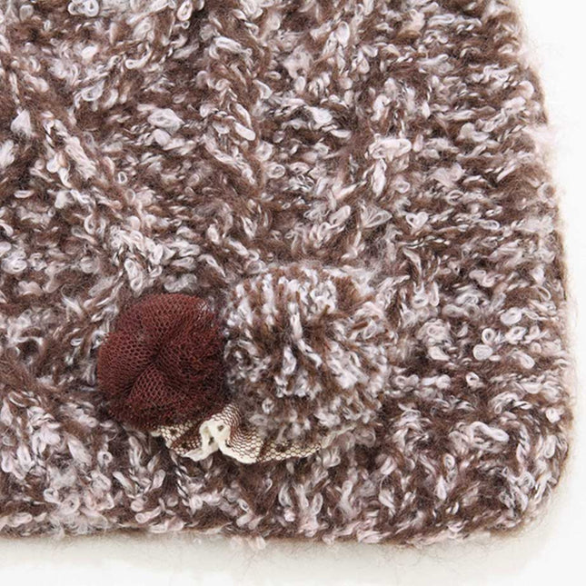 Woman's Soft Cable Lace Pom Crochet Fashion Knit Beanie Hat