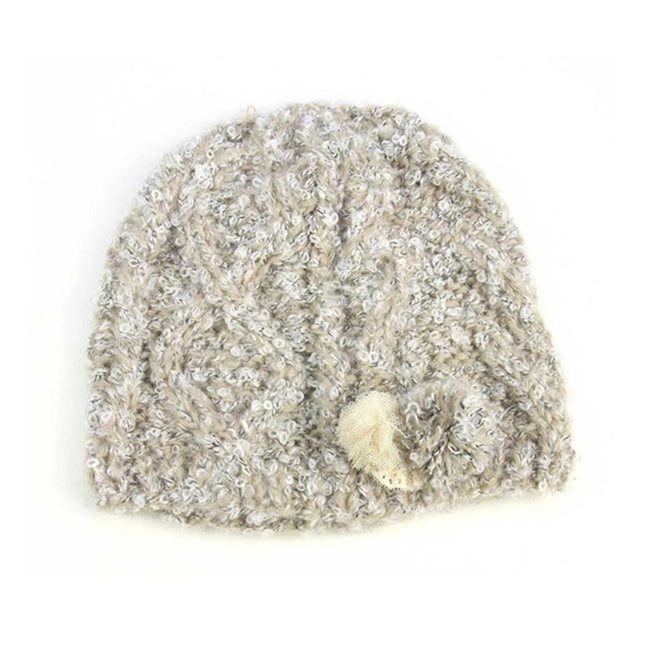 Woman's Soft Cable Lace Pom Crochet Fashion Knit Beanie Hat
