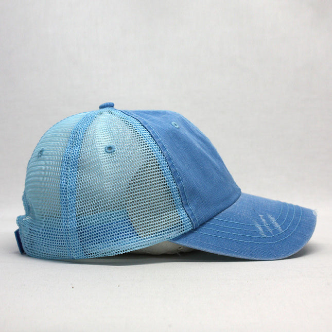 Distressed Cotton Soft Mesh Adjustable Trucker Baseball Cap