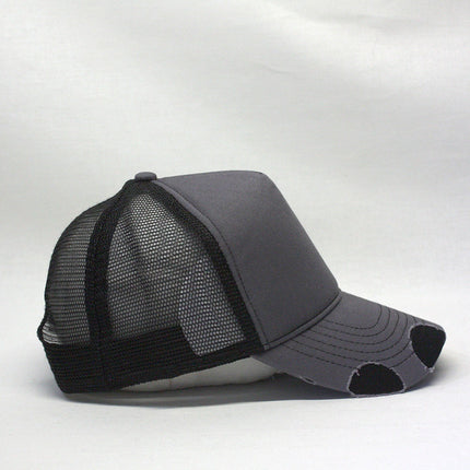 Distressed Cotton Twill Mesh Adjustable Trucker Baseball Cap