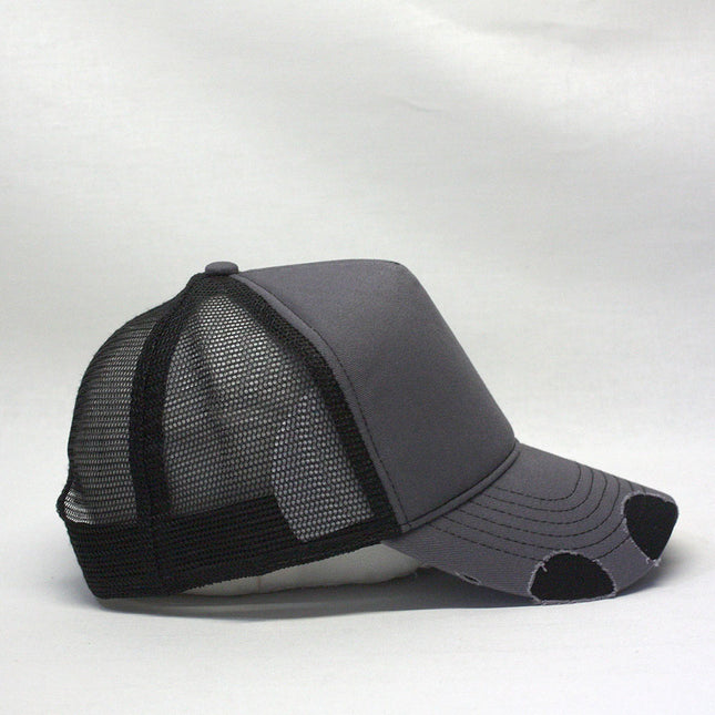 Distressed Cotton Twill Mesh Adjustable Trucker Baseball Cap