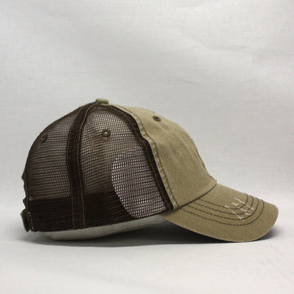 Distressed Cotton Soft Mesh Adjustable Trucker Baseball Cap