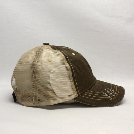 Distressed Cotton Soft Mesh Adjustable Trucker Baseball Cap