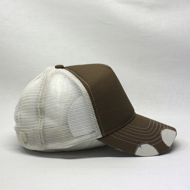 Distressed Cotton Twill Mesh Adjustable Trucker Baseball Cap
