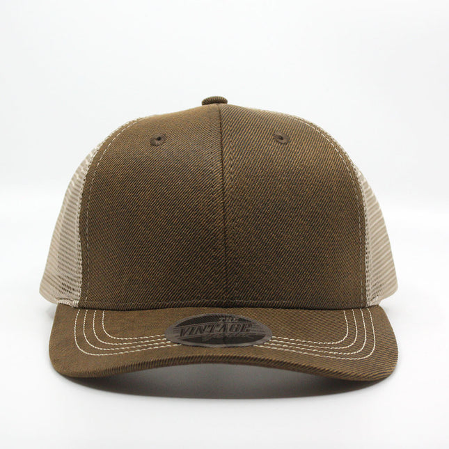 Heavy Washed Wax Coated Cotton Adjustable Mid Profile Mesh Trucker Baseball Cap