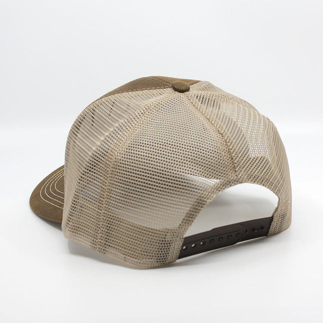 Heavy Washed Wax Coated Cotton Adjustable Mid Profile Mesh Trucker Baseball Cap