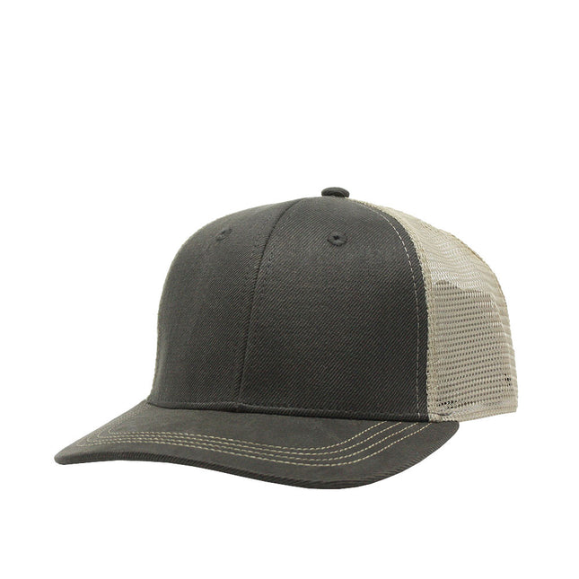 Heavy Washed Wax Coated Cotton Adjustable Mid Profile Mesh Trucker Baseball Cap