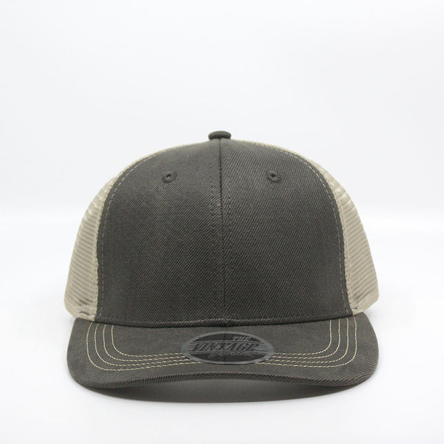 Heavy Washed Wax Coated Cotton Adjustable Mid Profile Mesh Trucker Baseball Cap