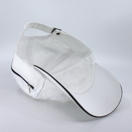 Zipper Pocket Washed Cotton Sandwich Adjustable Baseball Cap