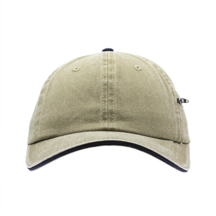 Zipper Pocket Washed Cotton Sandwich Adjustable Baseball Cap